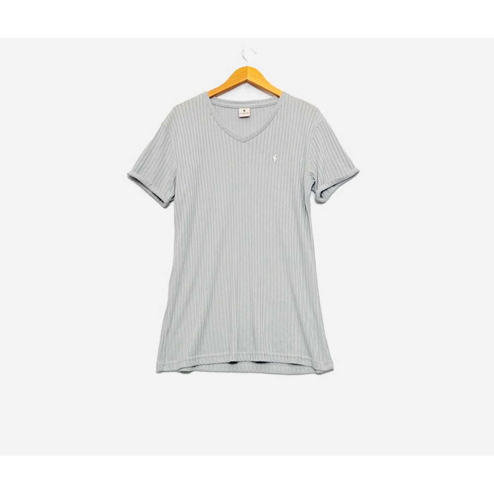 Father Sons Ribbed V Neck Tee Men XL Gray Short Sleeve Slim Fit FSH1126 Luxe